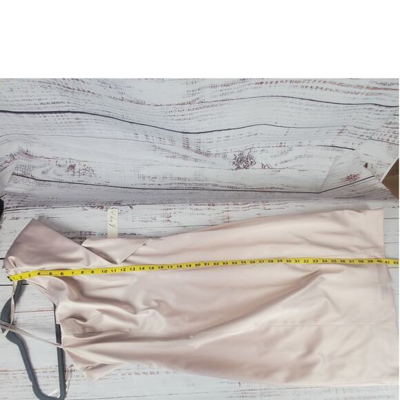 Eliza J One Shoulder Satin Sheath Dress 10 Dusty Rose Glam Event Lux Wedding NWT - Picture 15 of 16